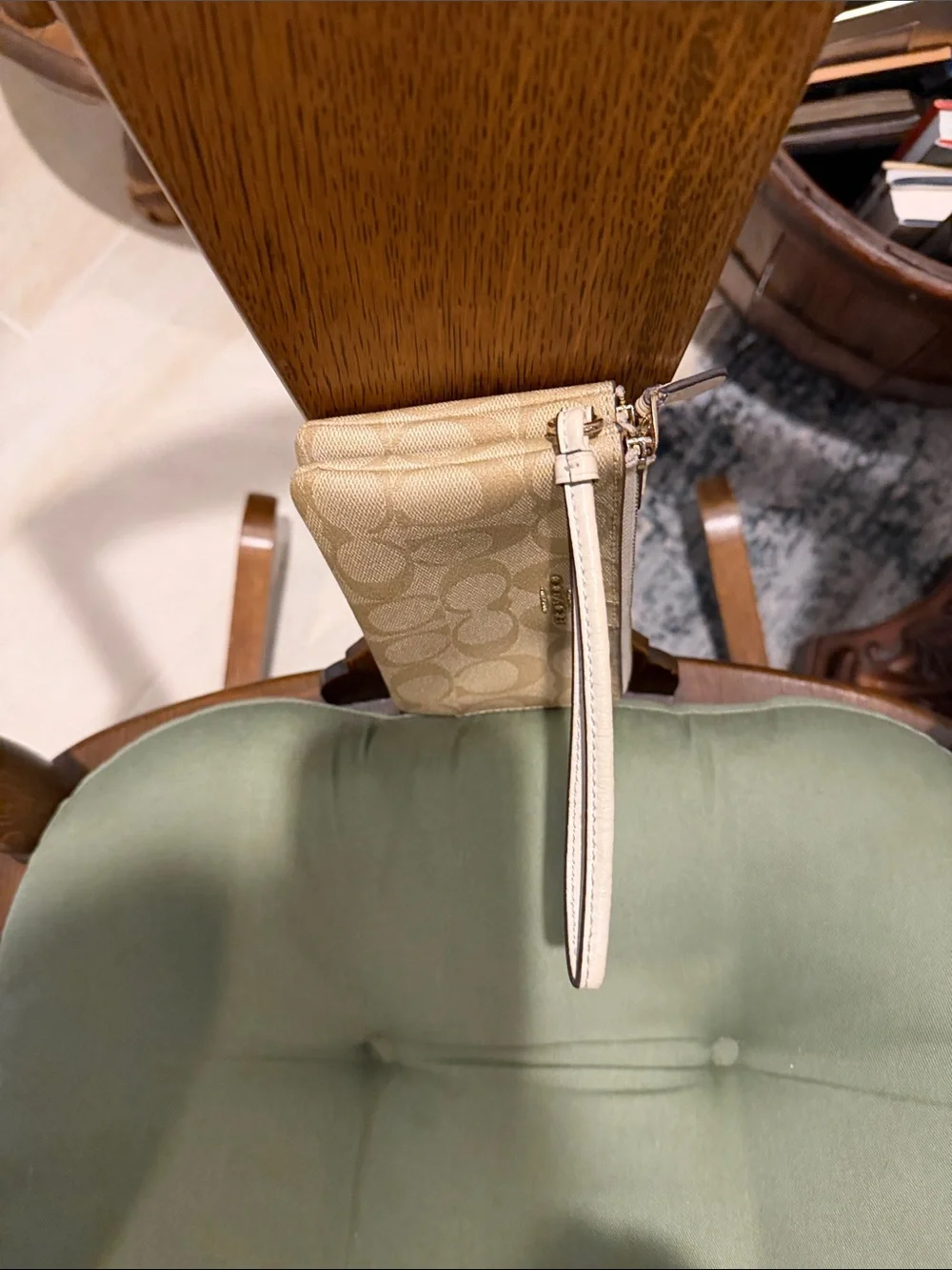 Coach Signature Canvas Wristlet in Beige 6 1/2 x 3 1/2 APX